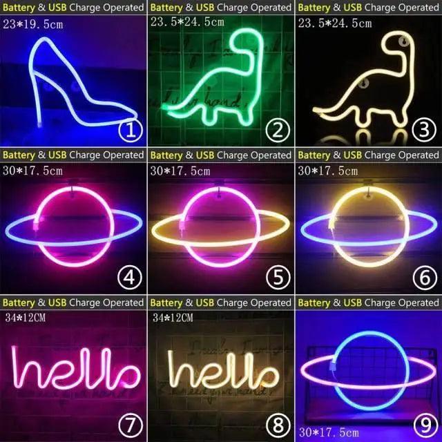 USB-Powered Decorative LED Neon Bedroom Wall Sign