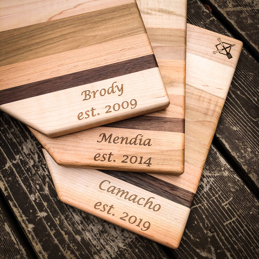 Personalized Baseball Home Plate Cutting Board – 12 in