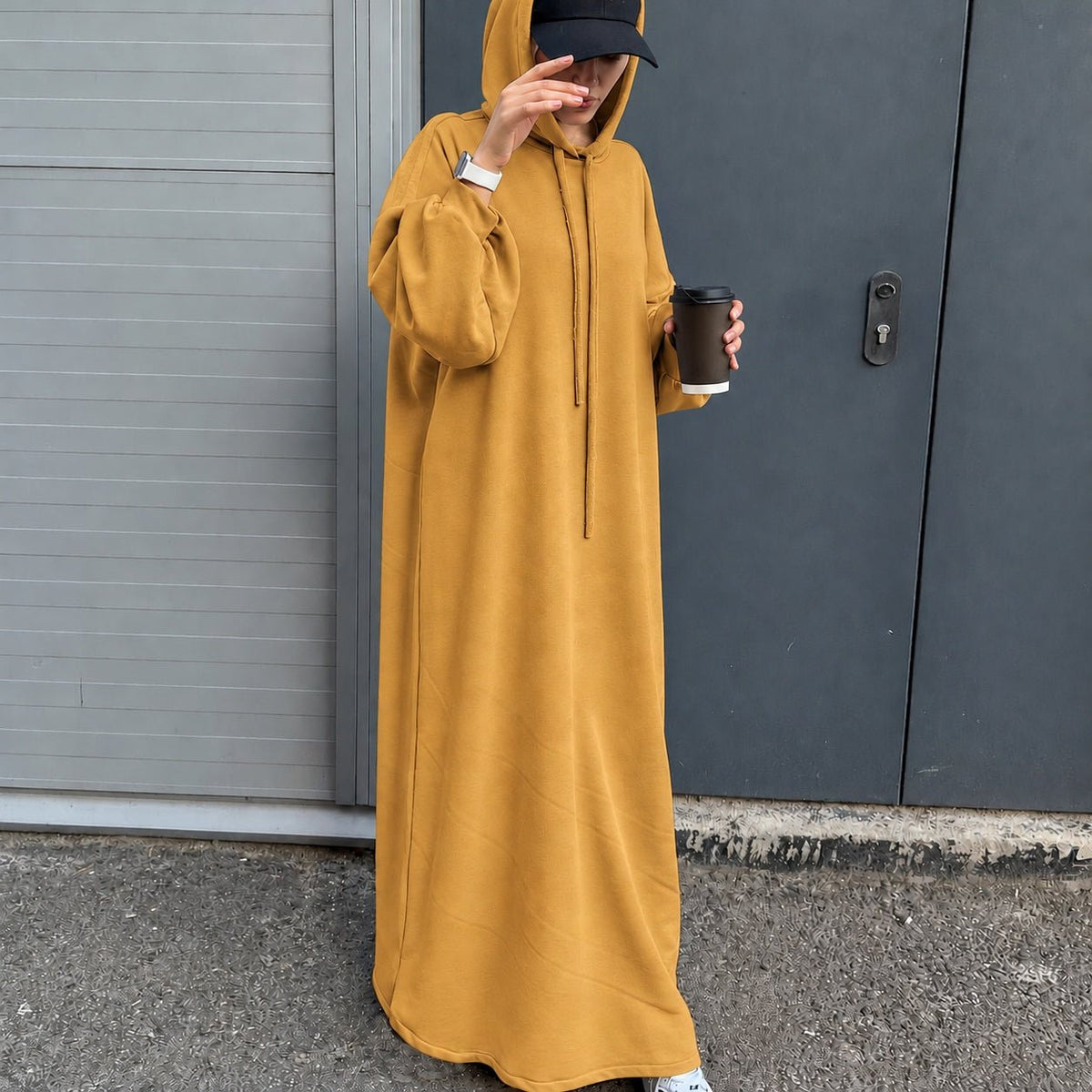 Hooded Sweatshirt Abaya with Pockets — MA125