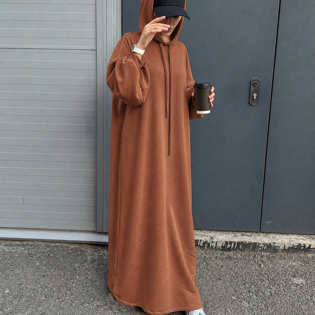 Hooded Sweatshirt Abaya with Pockets — MA125