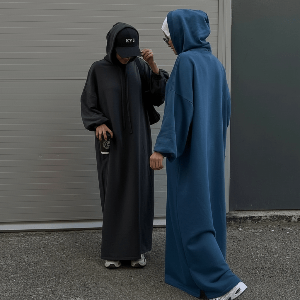Hooded Sweatshirt Abaya with Pockets — MA125