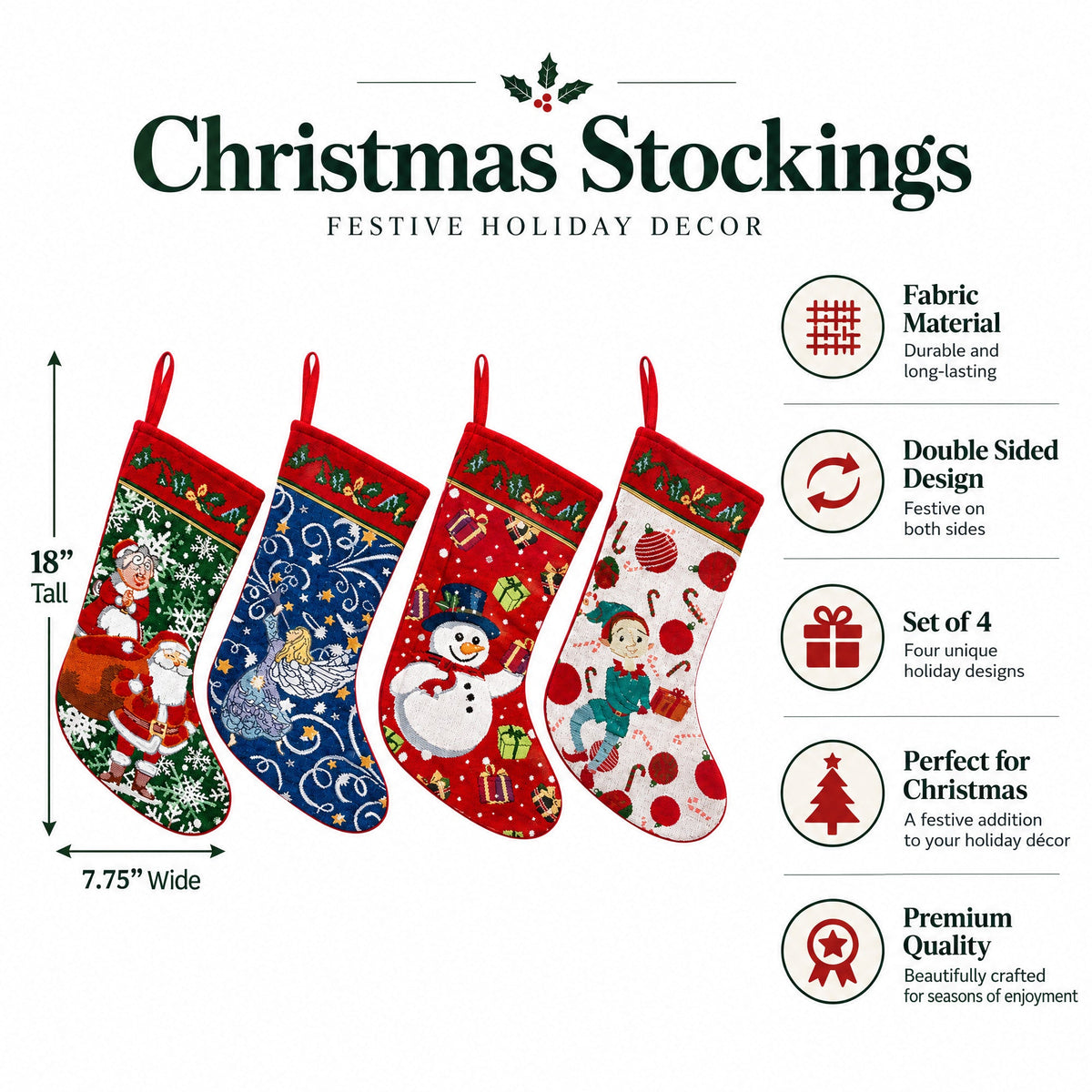 Set of 4 Tapestry Christmas Stockings