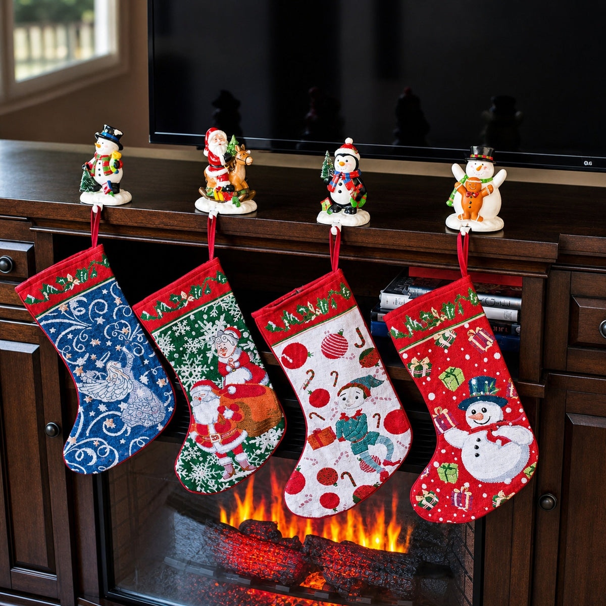 Set of 4 Tapestry Christmas Stockings