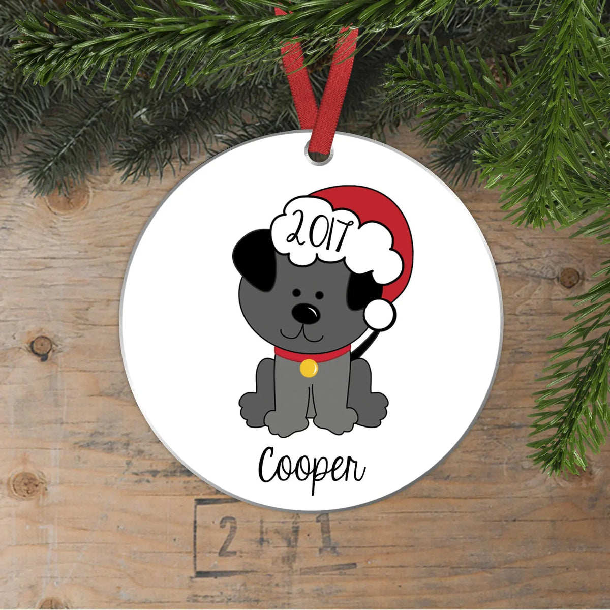 Personalized Dog Christmas Ornament with Name & Year
