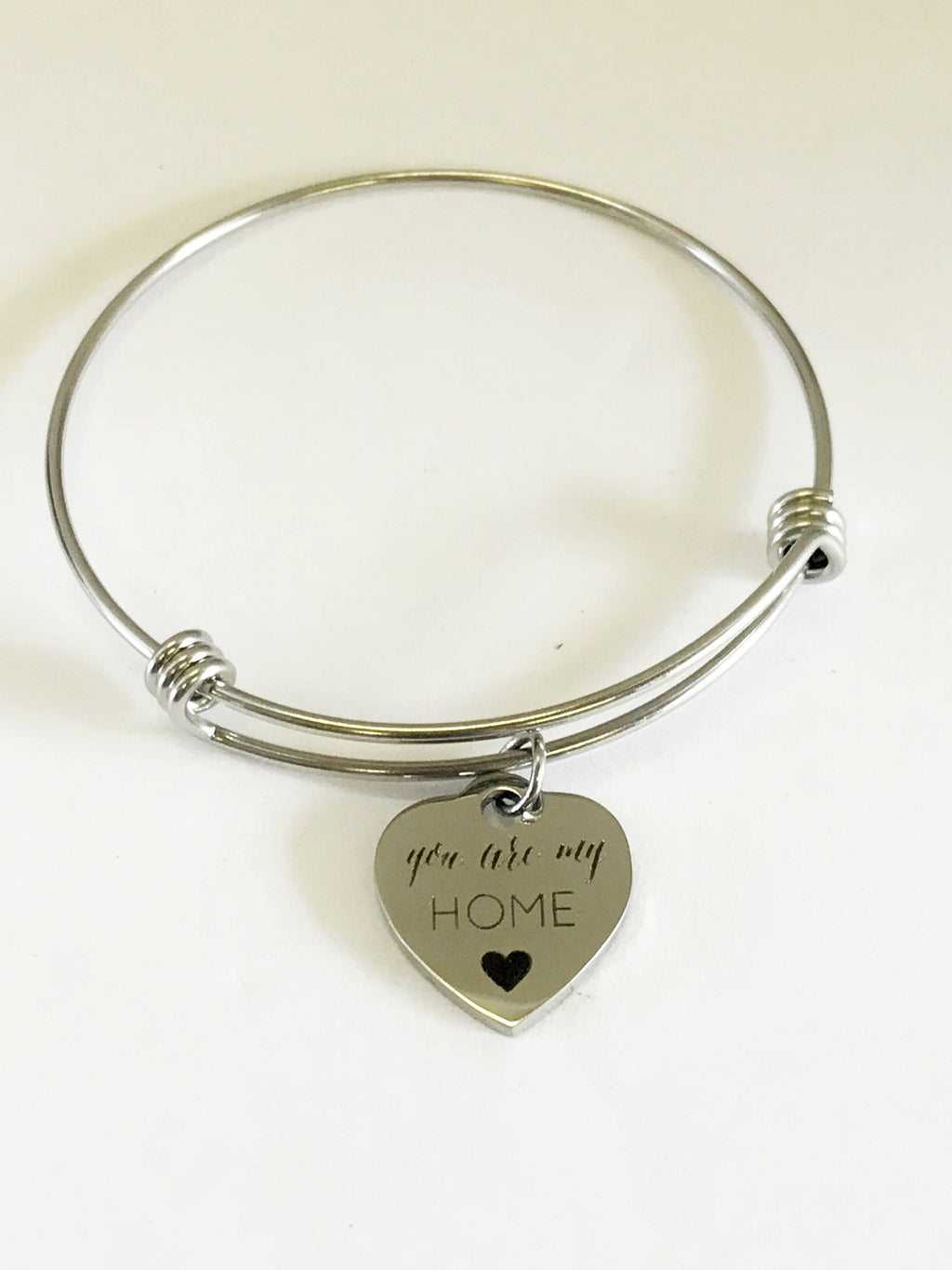 You Are My Home Expandable Heart Charm Bangle