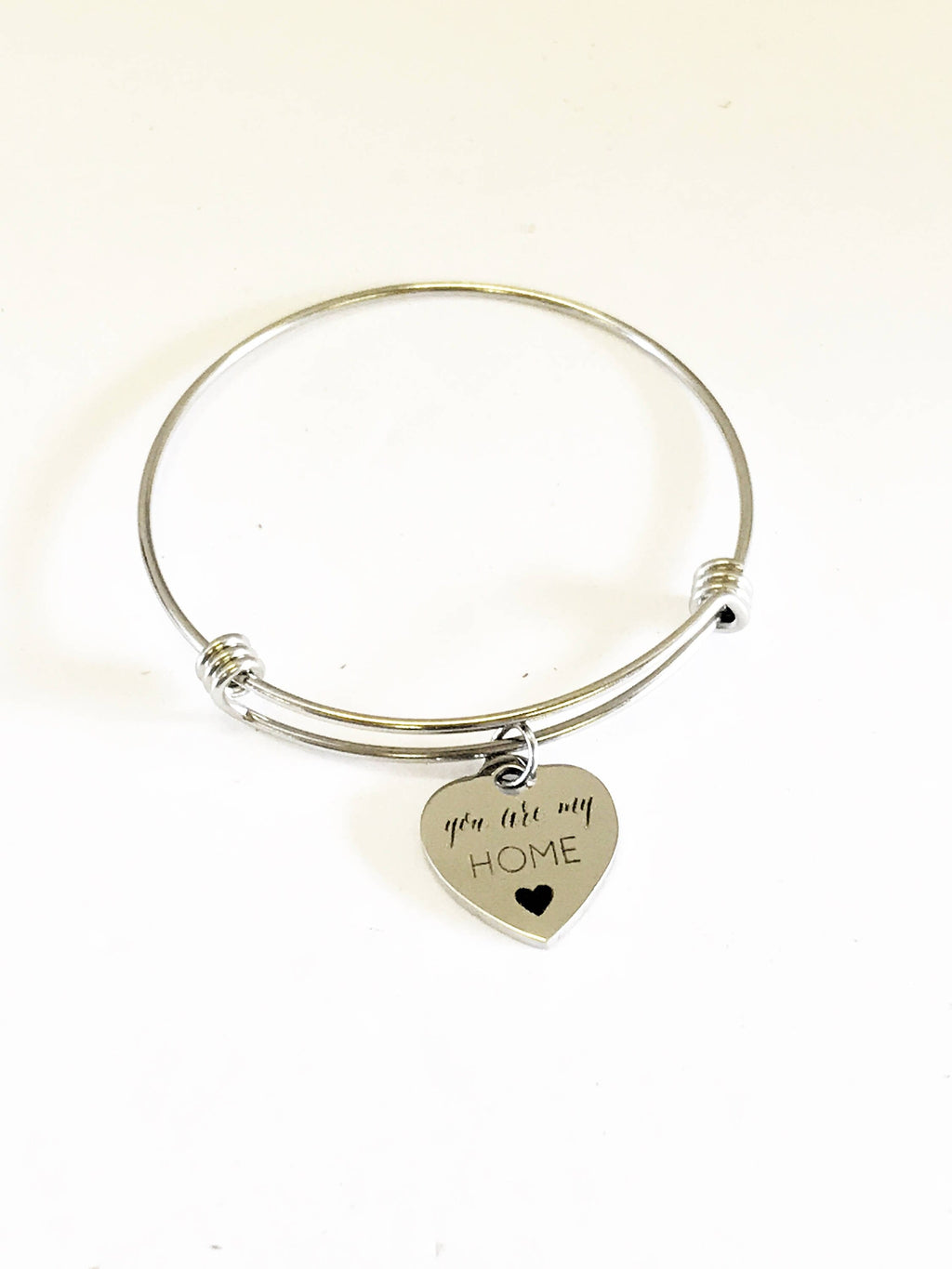 You Are My Home Expandable Heart Charm Bangle