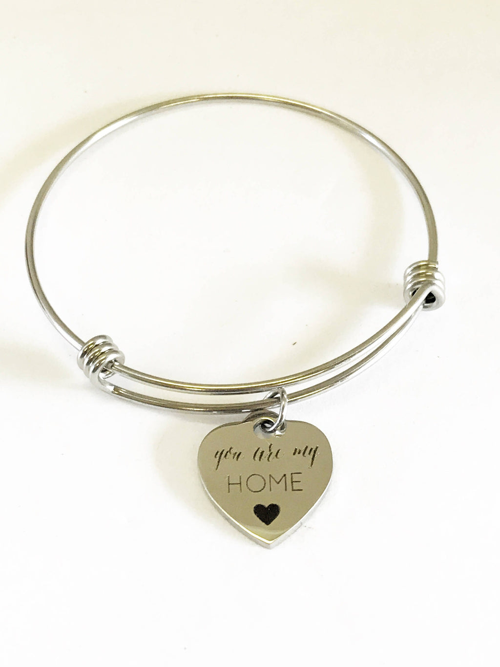 You Are My Home Expandable Heart Charm Bangle