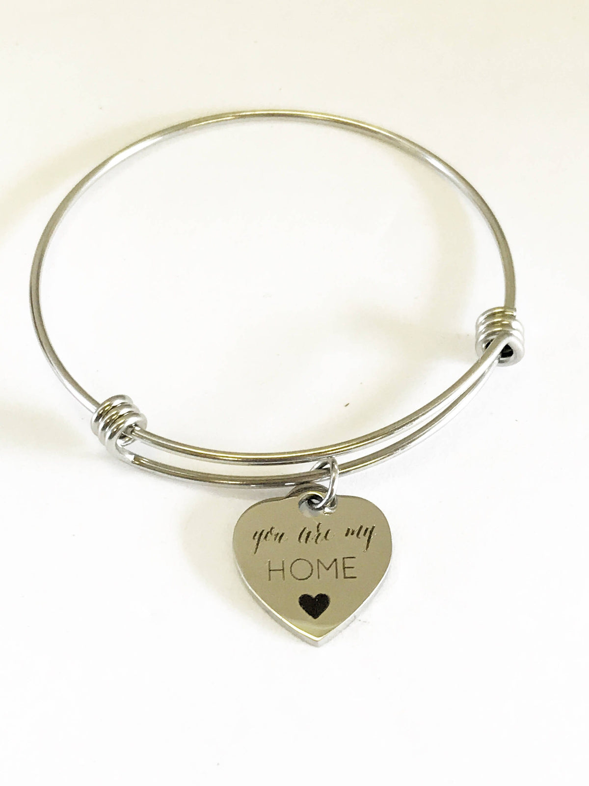 You Are My Home Expandable Heart Charm Bangle