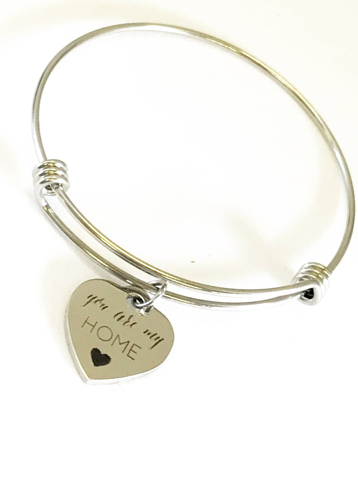 You Are My Home Expandable Heart Charm Bangle
