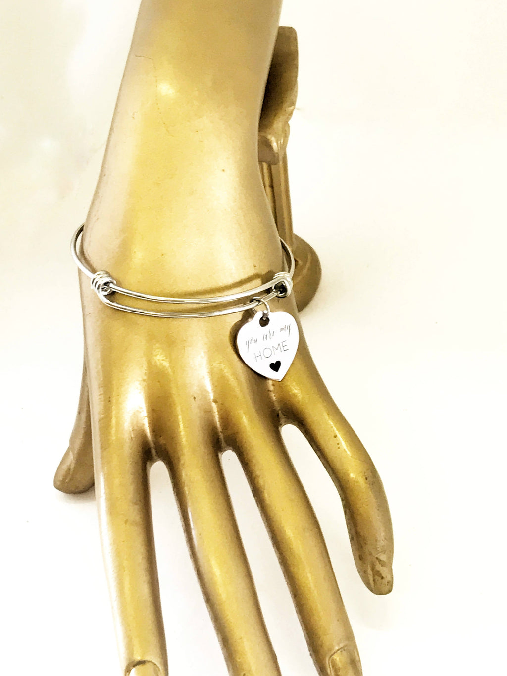 You Are My Home Expandable Heart Charm Bangle