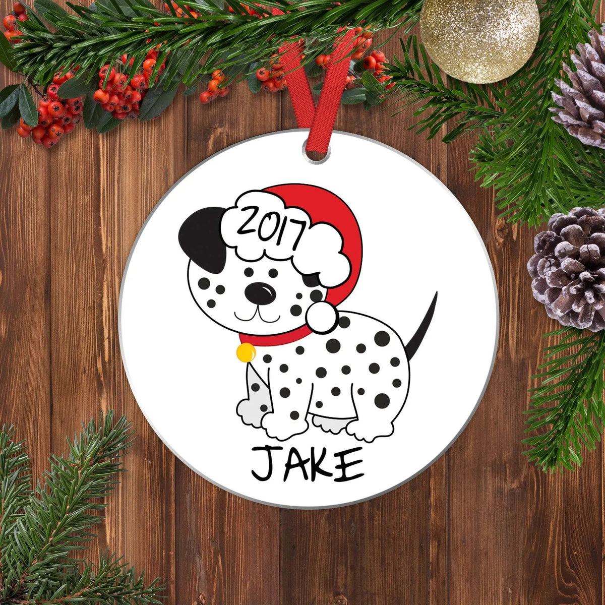 Personalized Dog Christmas Ornament with Name & Year