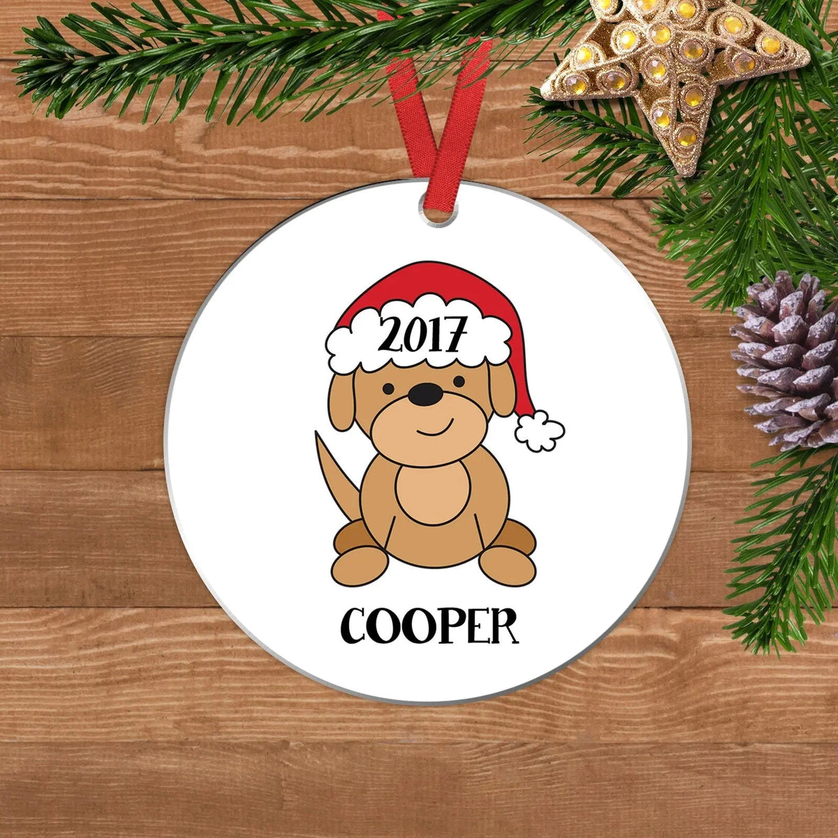 Personalized Dog Christmas Ornament with Name & Year