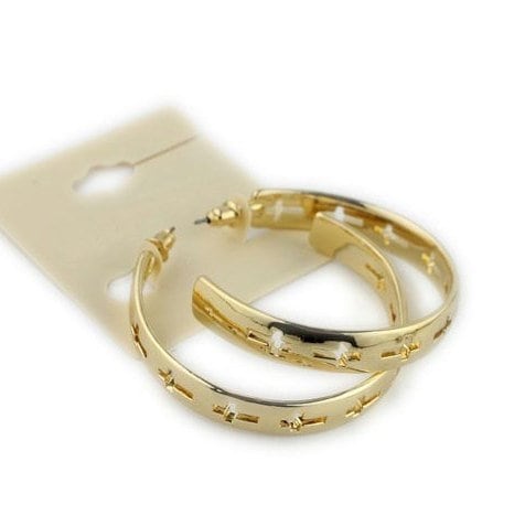 Large Cross Motif Hoop Earrings