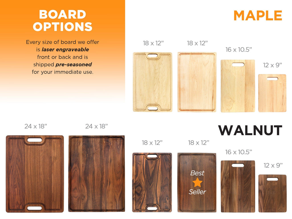 Personalized Engraved Maple or Walnut Cutting Board