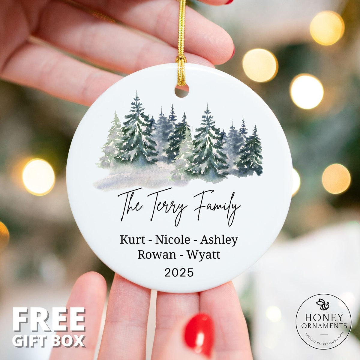Personalized 2026 Family Names Ceramic Christmas Ornament