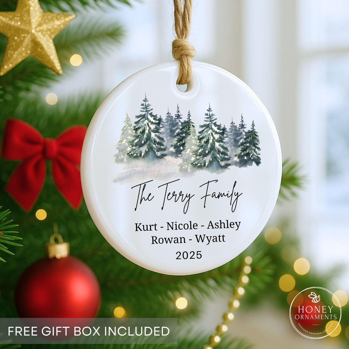Personalized 2026 Family Names Ceramic Christmas Ornament
