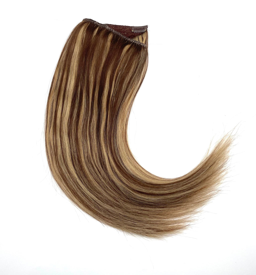VIP BandX Halo Straight Human Hair Extensions with Clip, 18 Inches