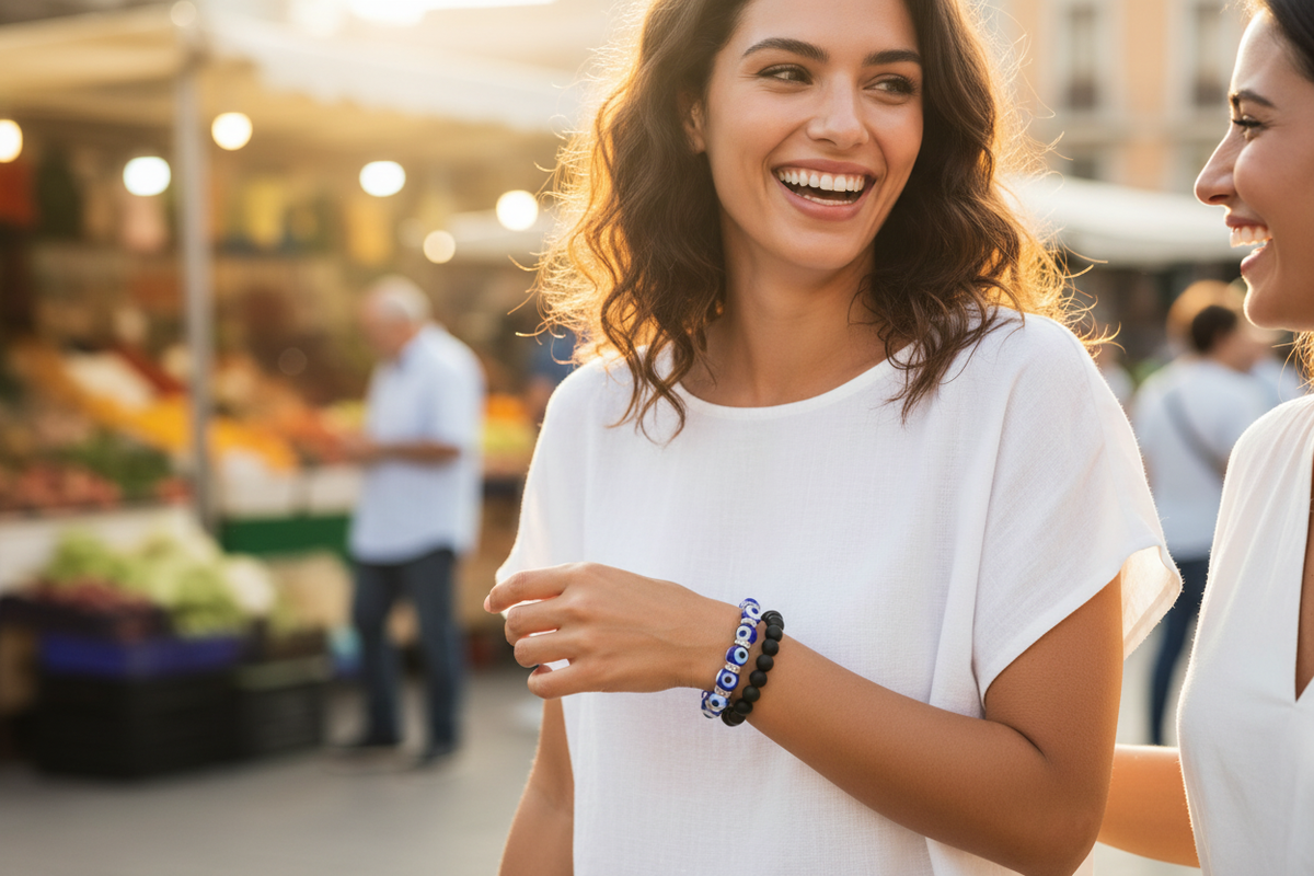 Evil Eye Round Bead Bracelet – God's Watching