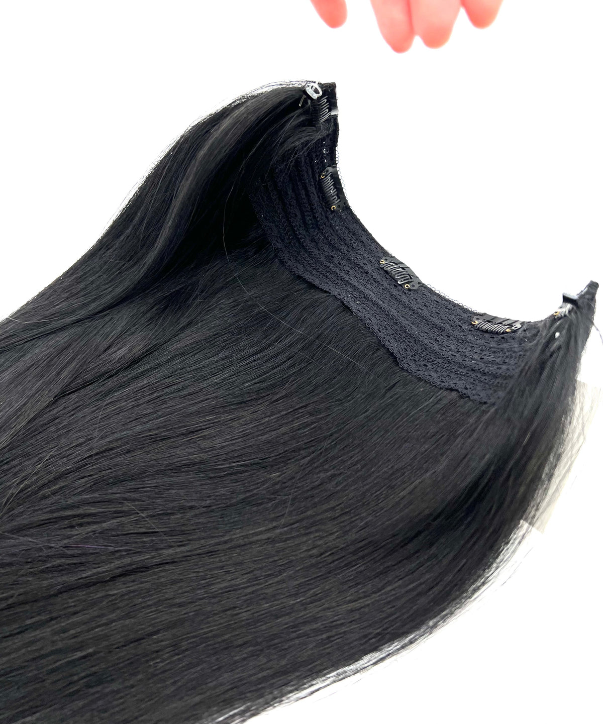 VIP BandX Halo Straight Human Hair Extensions with Clip, 18 Inches