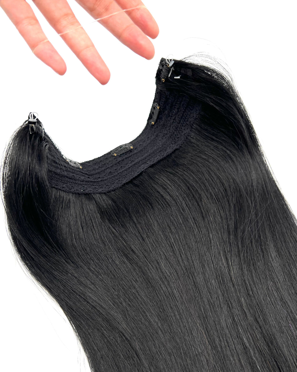 VIP BandX Halo Straight Human Hair Extensions with Clip, 18 Inches