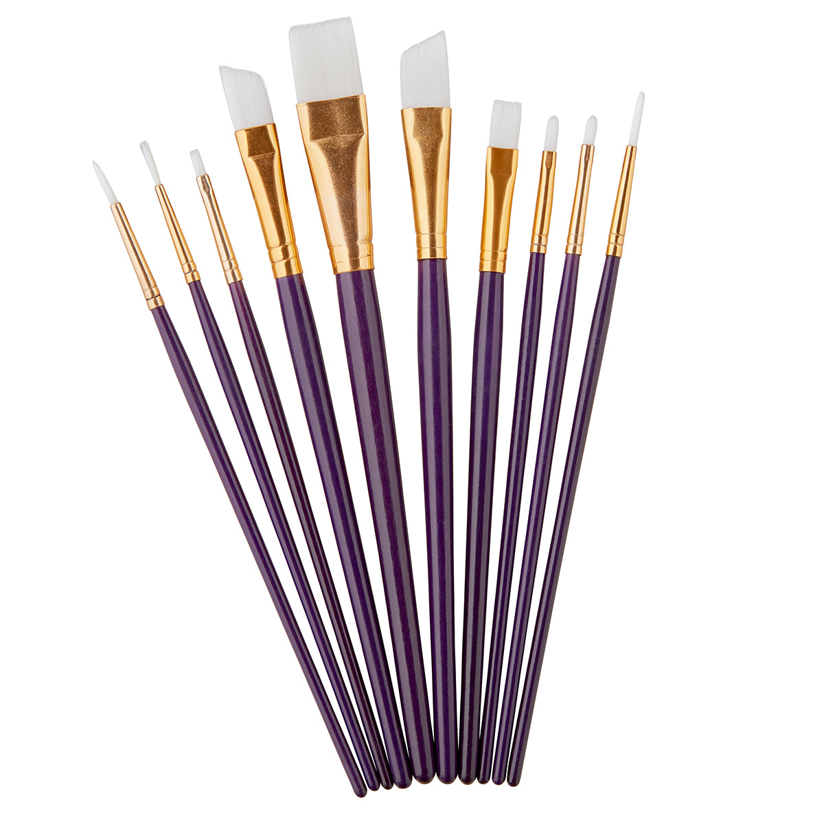 Studio White Nylon Acrylic & Watercolor Brush Set, 10 Pieces