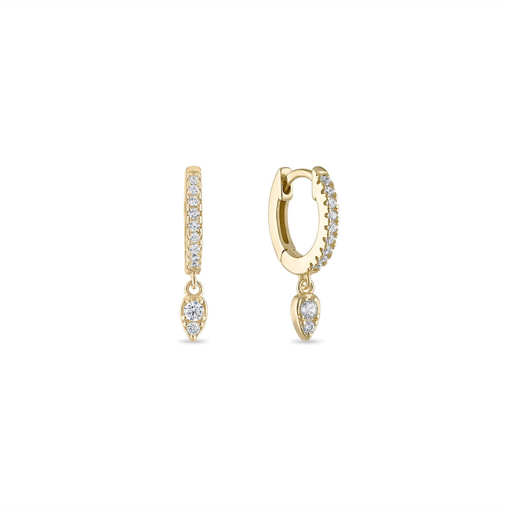 925 Sterling Silver Teardrop CZ Huggie Earrings