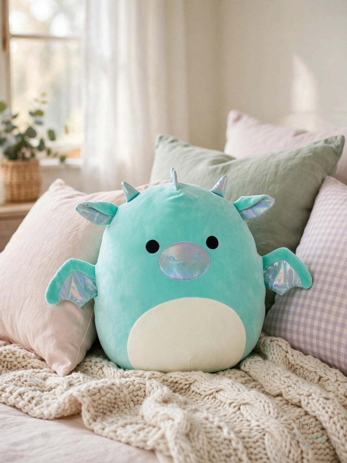 Squishmallows Miles Teal Dragon Plush, 8 Inches