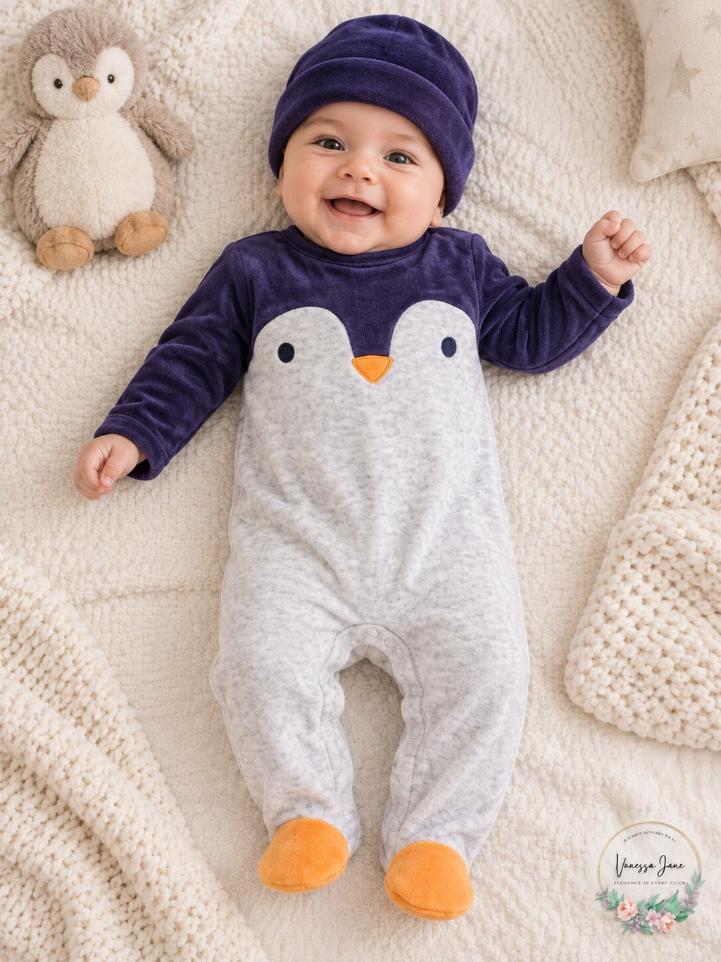 First Impressions Baby Footed Coverall & Hat Set