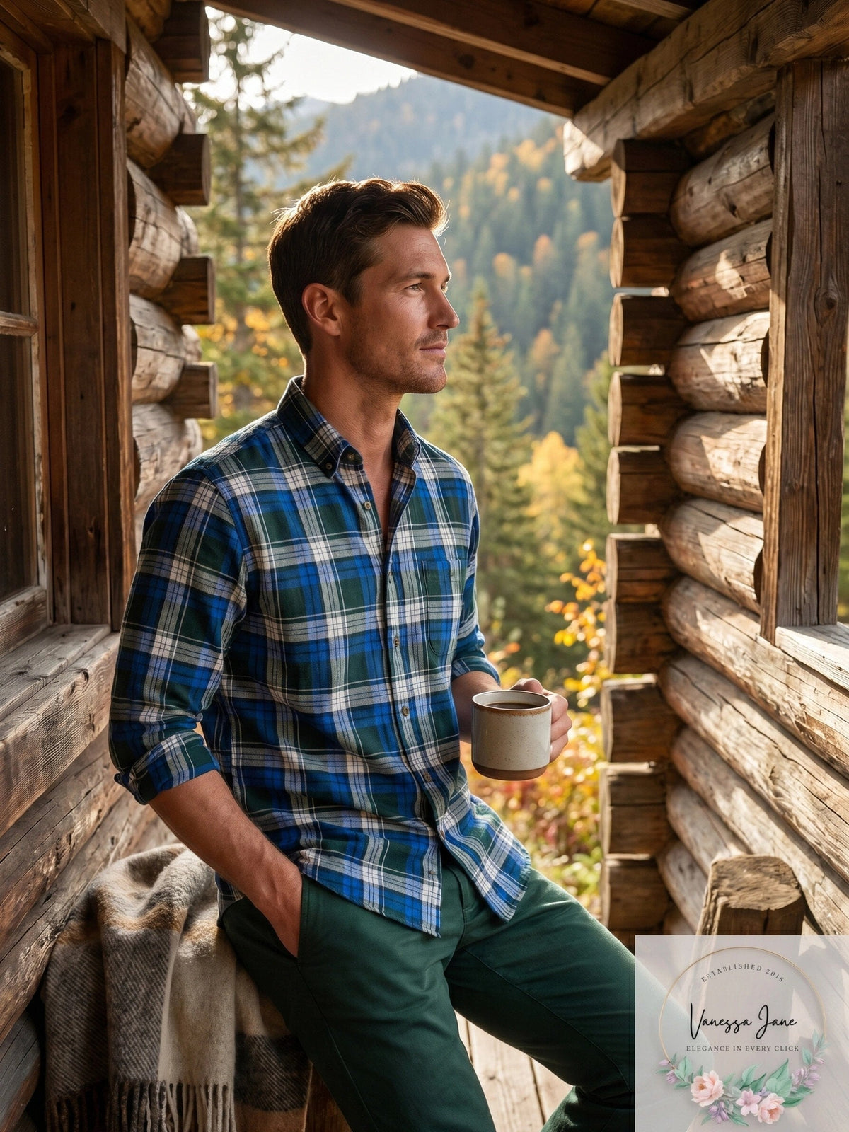 Club Room Men’s Stretch Cotton Plaid Flannel Shirt