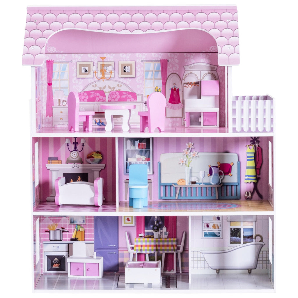 Pink Dollhouse with Furniture, 28 Inches