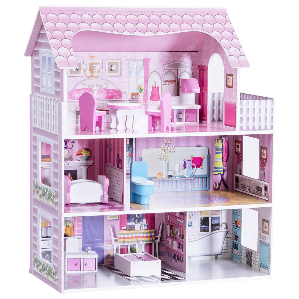 Pink Dollhouse with Furniture, 28 Inches