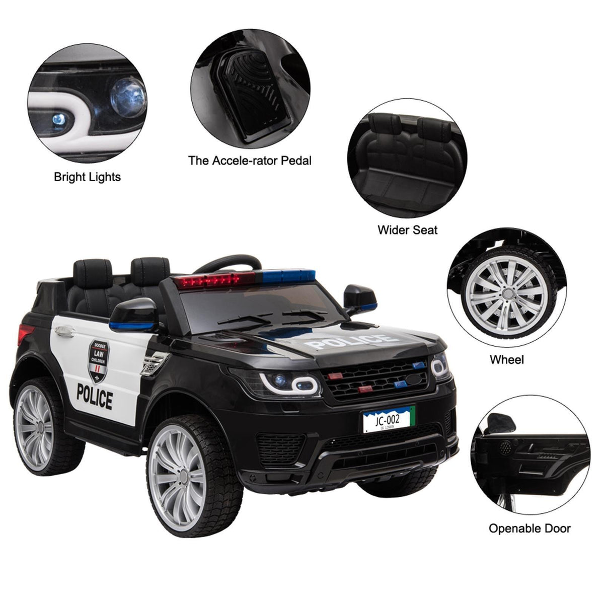 Kids' 12V Police Ride-On Car with Remote