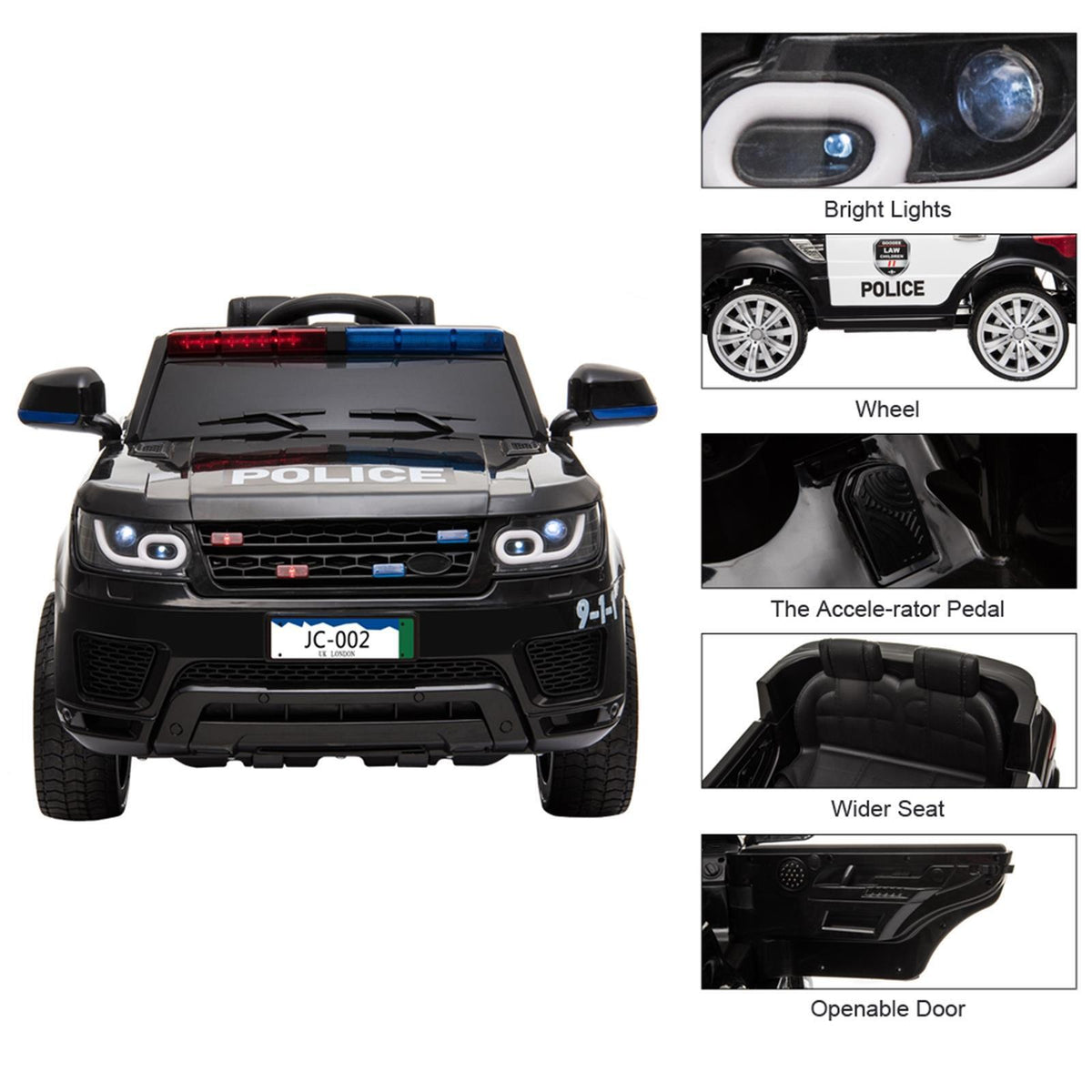 Kids' 12V Police Ride-On Car with Remote