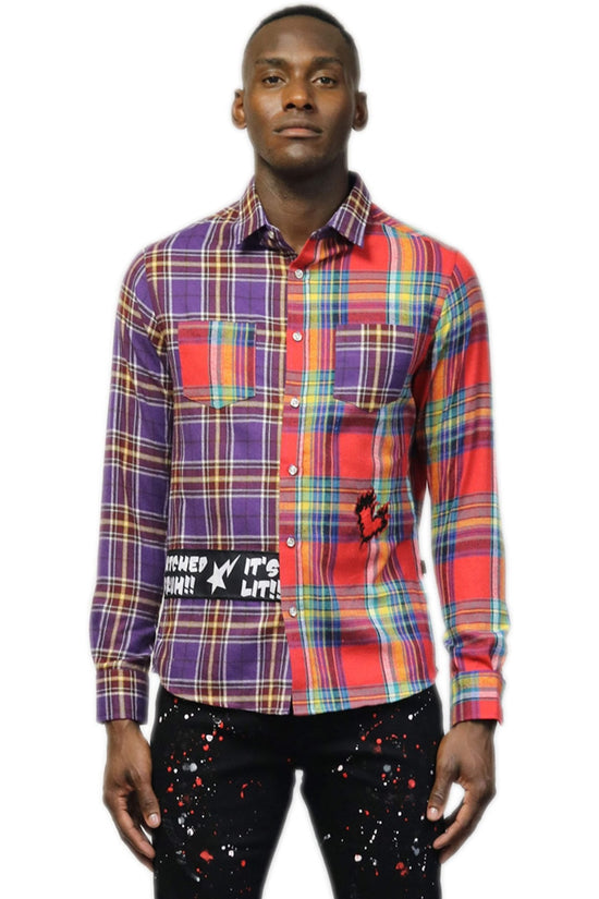 COTE Men’s Half-and-Half Flannel Button-Down Shirt