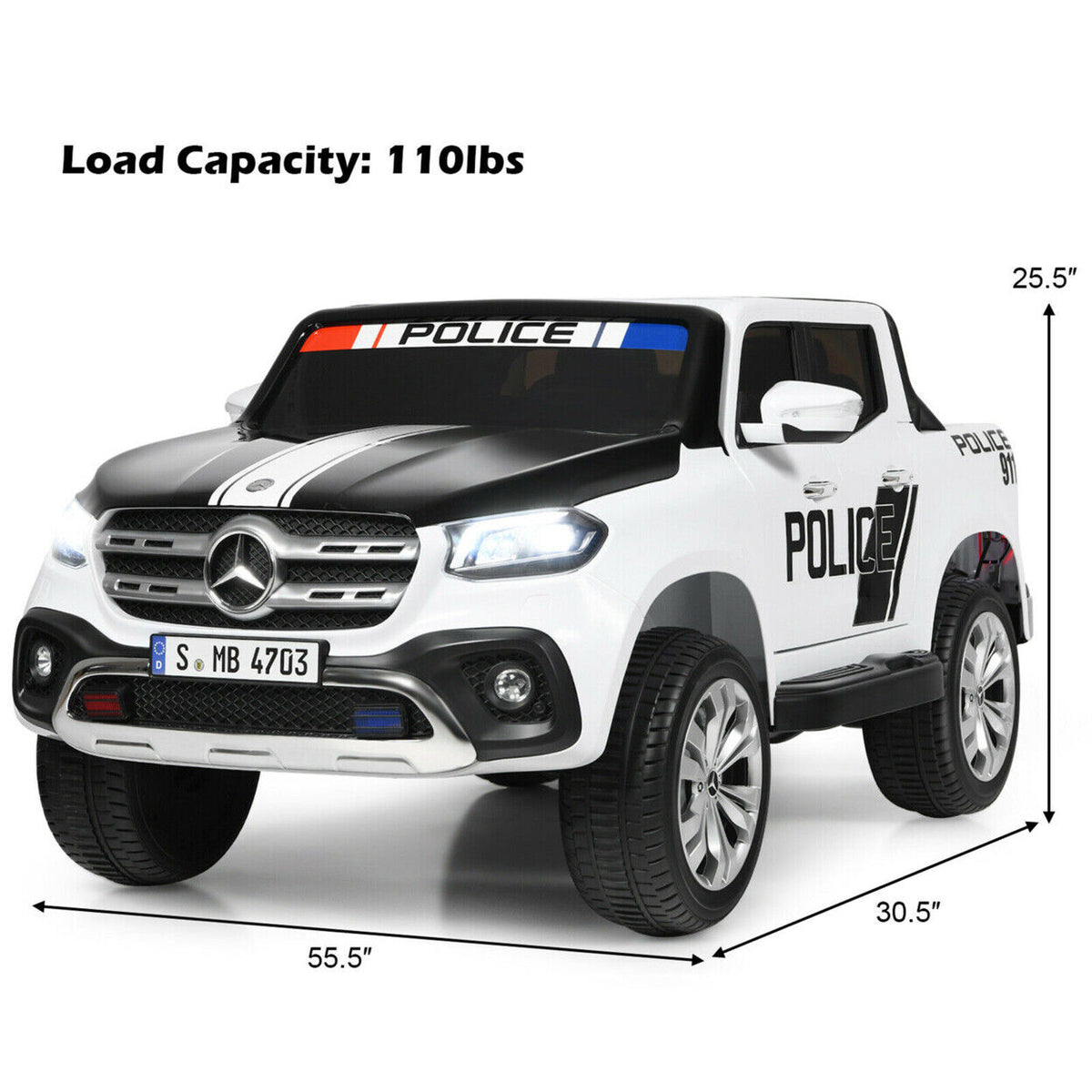 Mercedes-Benz X-Class Two-Seat Police Ride-On – 12V