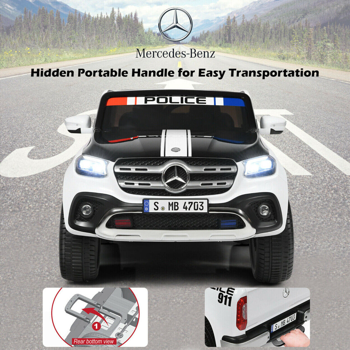 Mercedes-Benz X-Class Two-Seat Police Ride-On – 12V