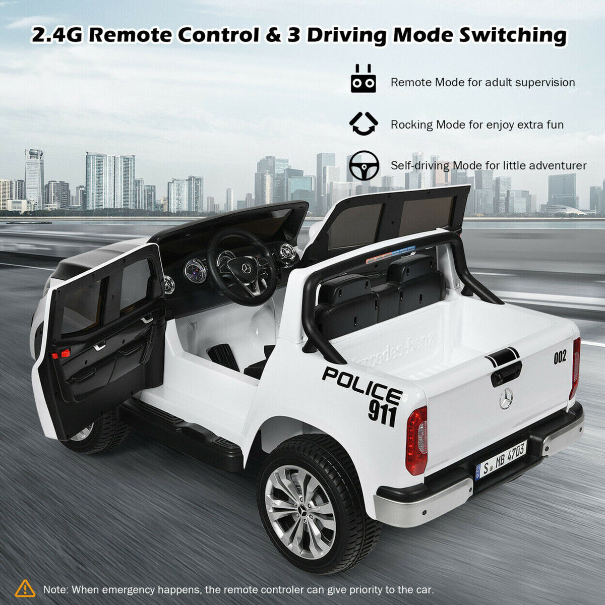 Mercedes-Benz X-Class Two-Seat Police Ride-On – 12V