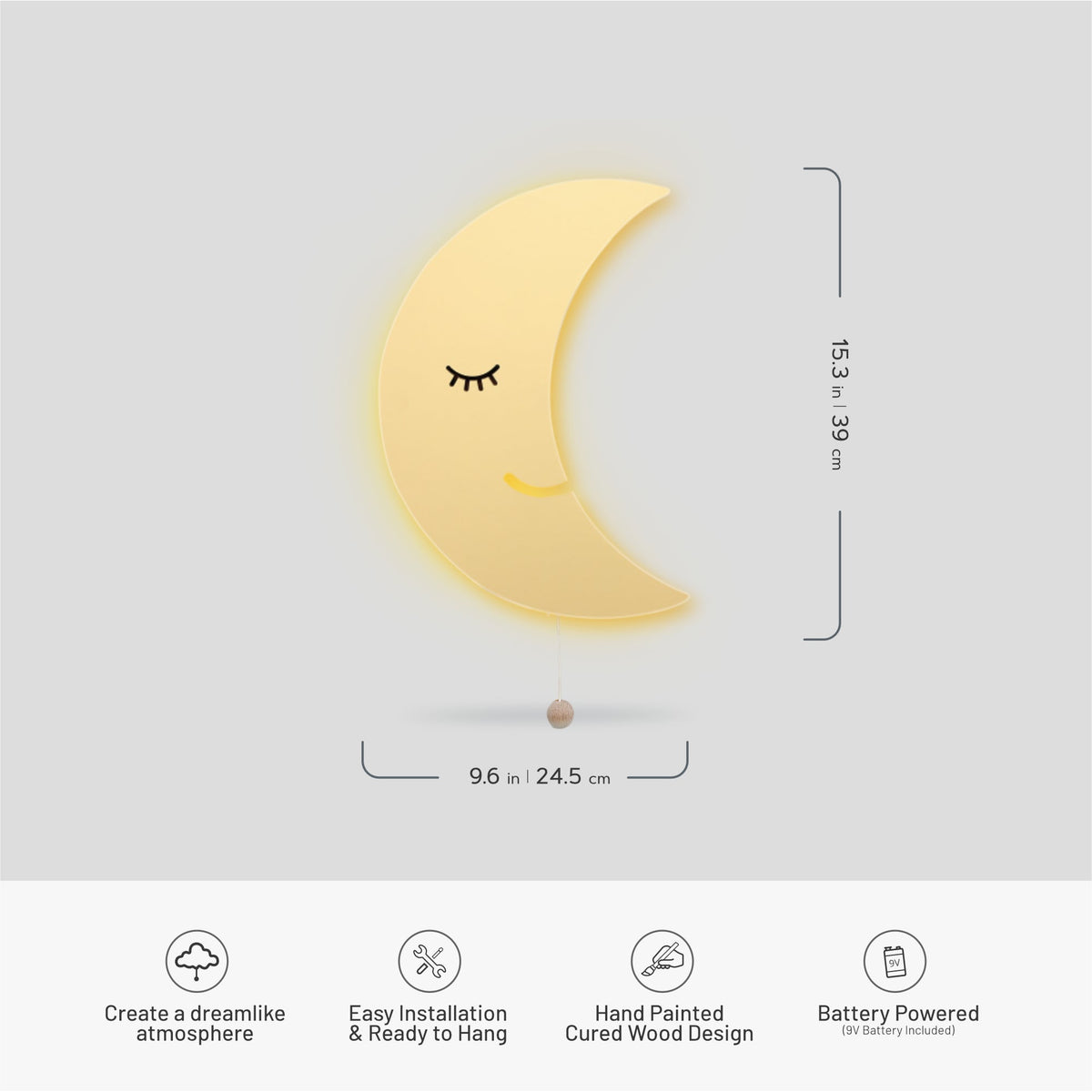 LumiDreams Moon LED Wooden Wall Night Light