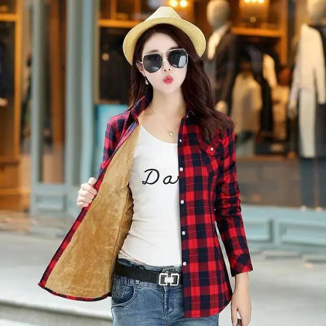 Women’s Fleece-Lined Plaid Shirt Jacket