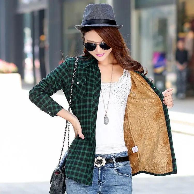 Women’s Fleece-Lined Plaid Shirt Jacket