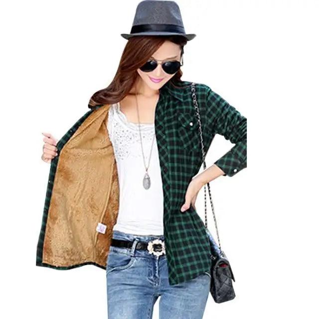 Women’s Fleece-Lined Plaid Shirt Jacket