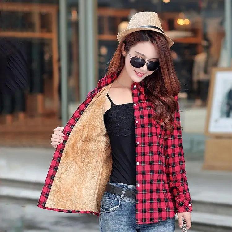 Women’s Fleece-Lined Plaid Shirt Jacket
