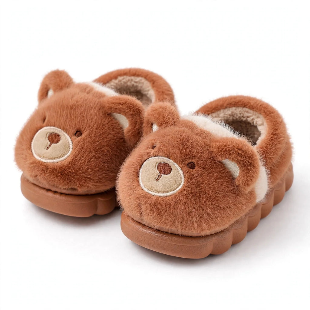 Pre-Order Kids’ Fuzzy Slippers | Bear & Bunny Animal House Shoes