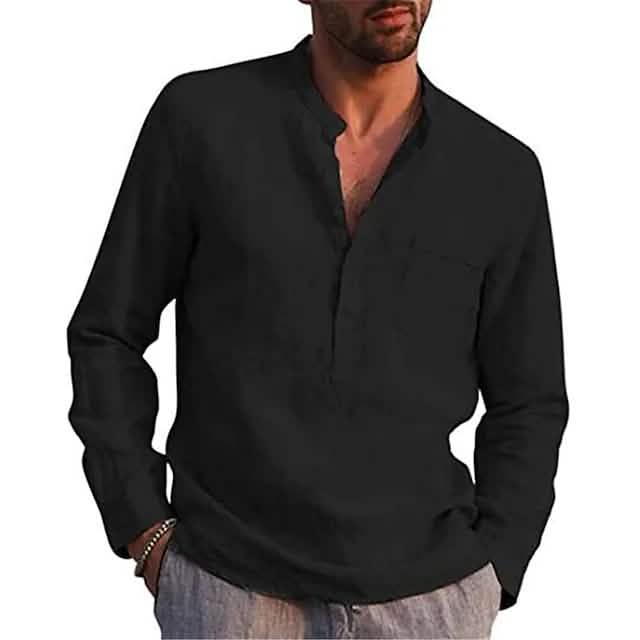 Men's Casual Long-Sleeve Button-Down Shirt