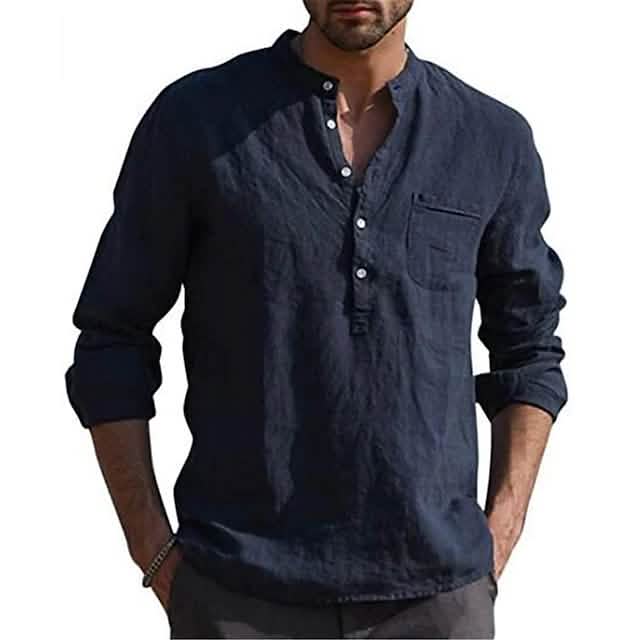 Men's Casual Long-Sleeve Button-Down Shirt