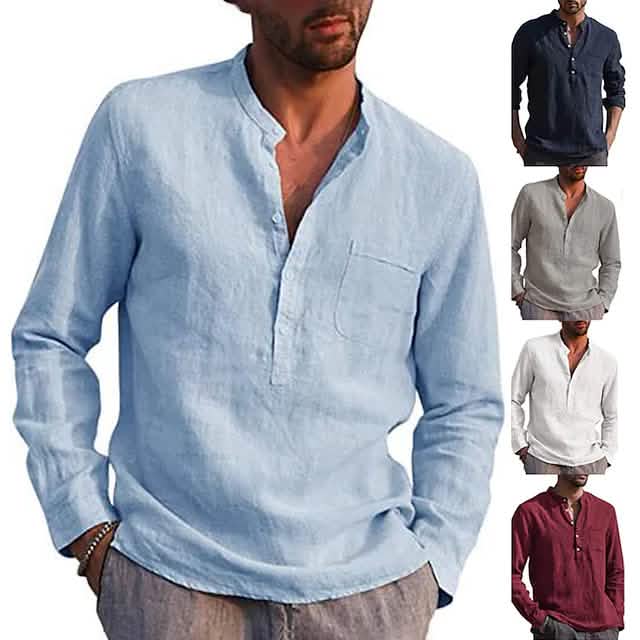 Men's Casual Long-Sleeve Button-Down Shirt