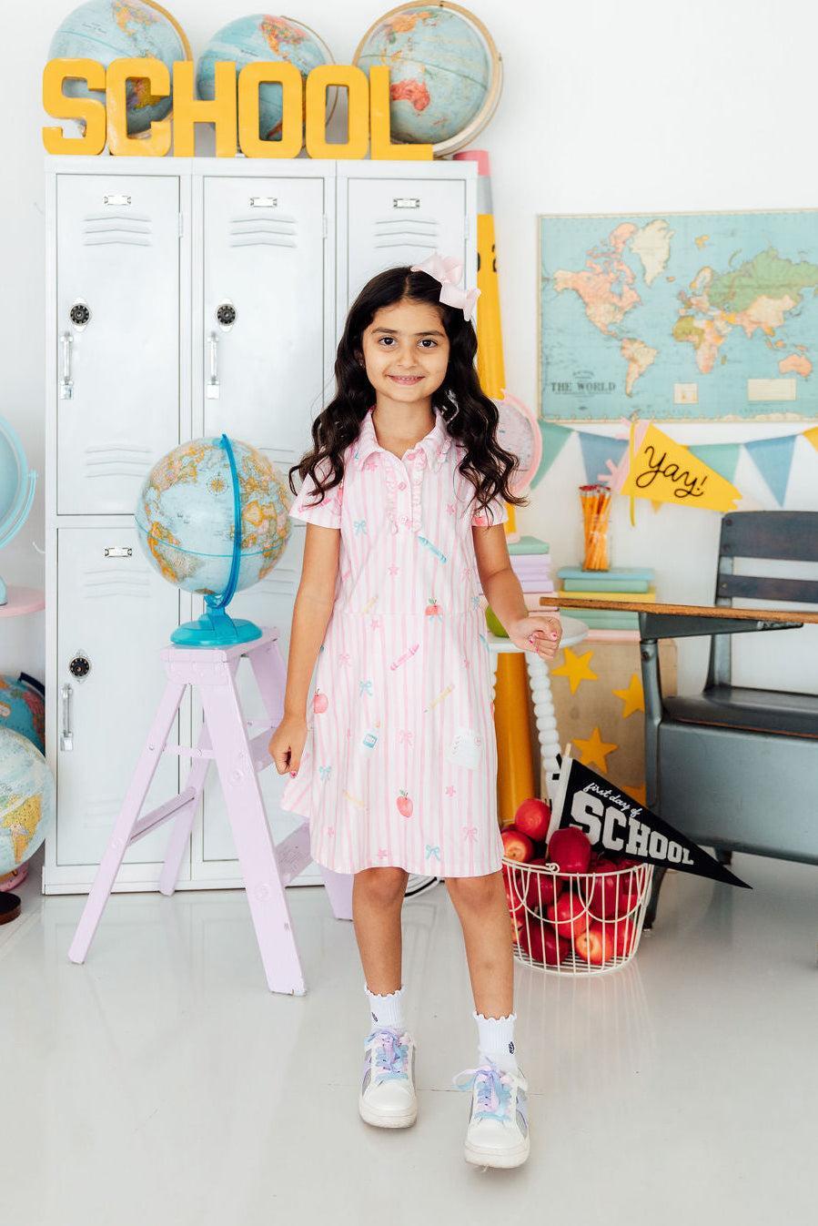 Girls' Gold Star Short-Sleeve Polo Dress