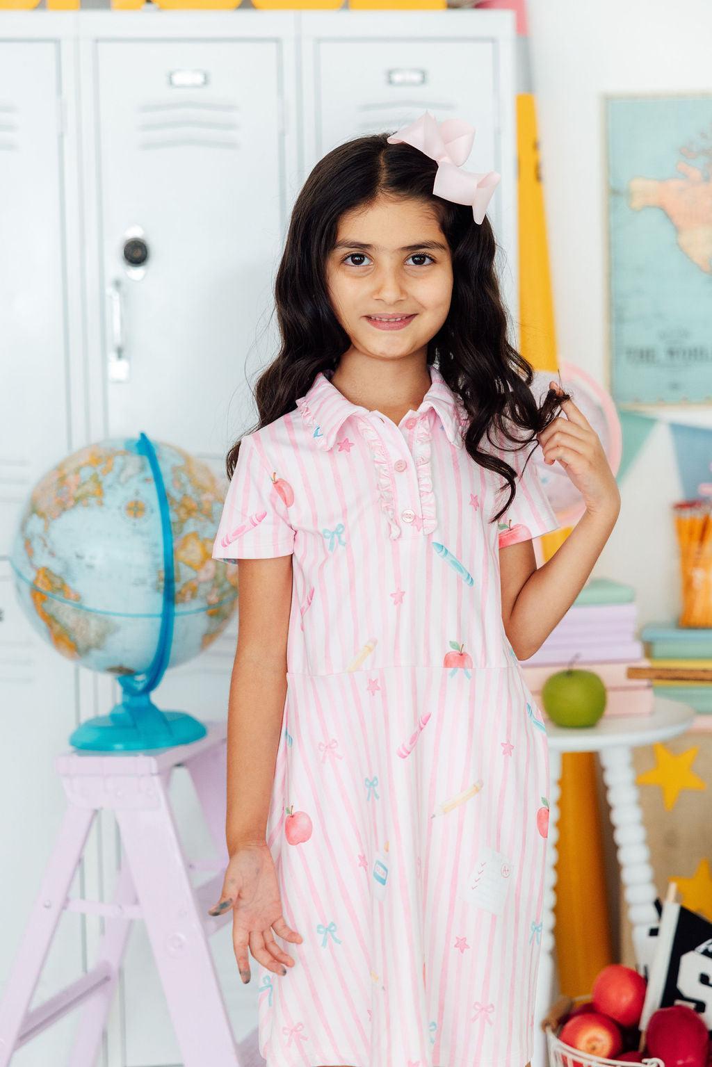 Girls' Gold Star Short-Sleeve Polo Dress