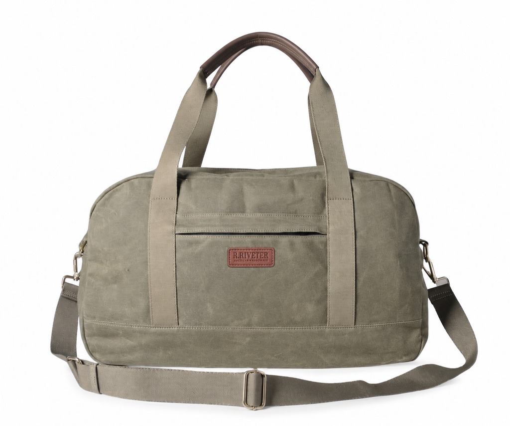 R. Riveter Nellie Waxed Canvas Duffle Bag — Fatigue & Brown