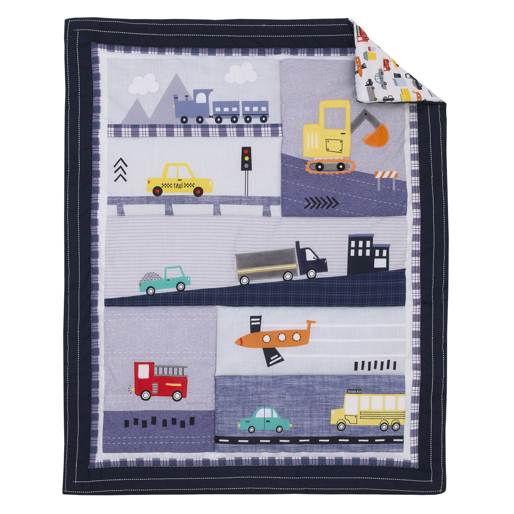 NoJo Transportation Trails Nursery Crib Bedding — 4 Pieces